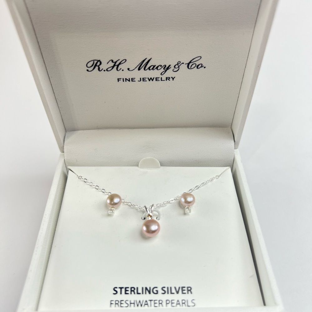Macy's Sterling Silver Necklace with Pink Freshwater Pearls